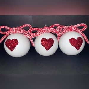 Christmas Ornaments - Heart Ornaments - Sparkle Ornaments - Ornament Set